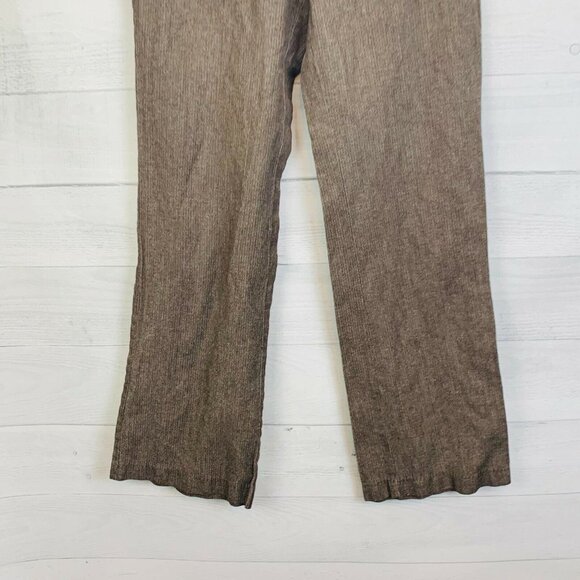 J Jill Womens Dress Slack Pants Linen Blend Brown Herringbone Wide Leg Size 8 - Picture 5 of 13